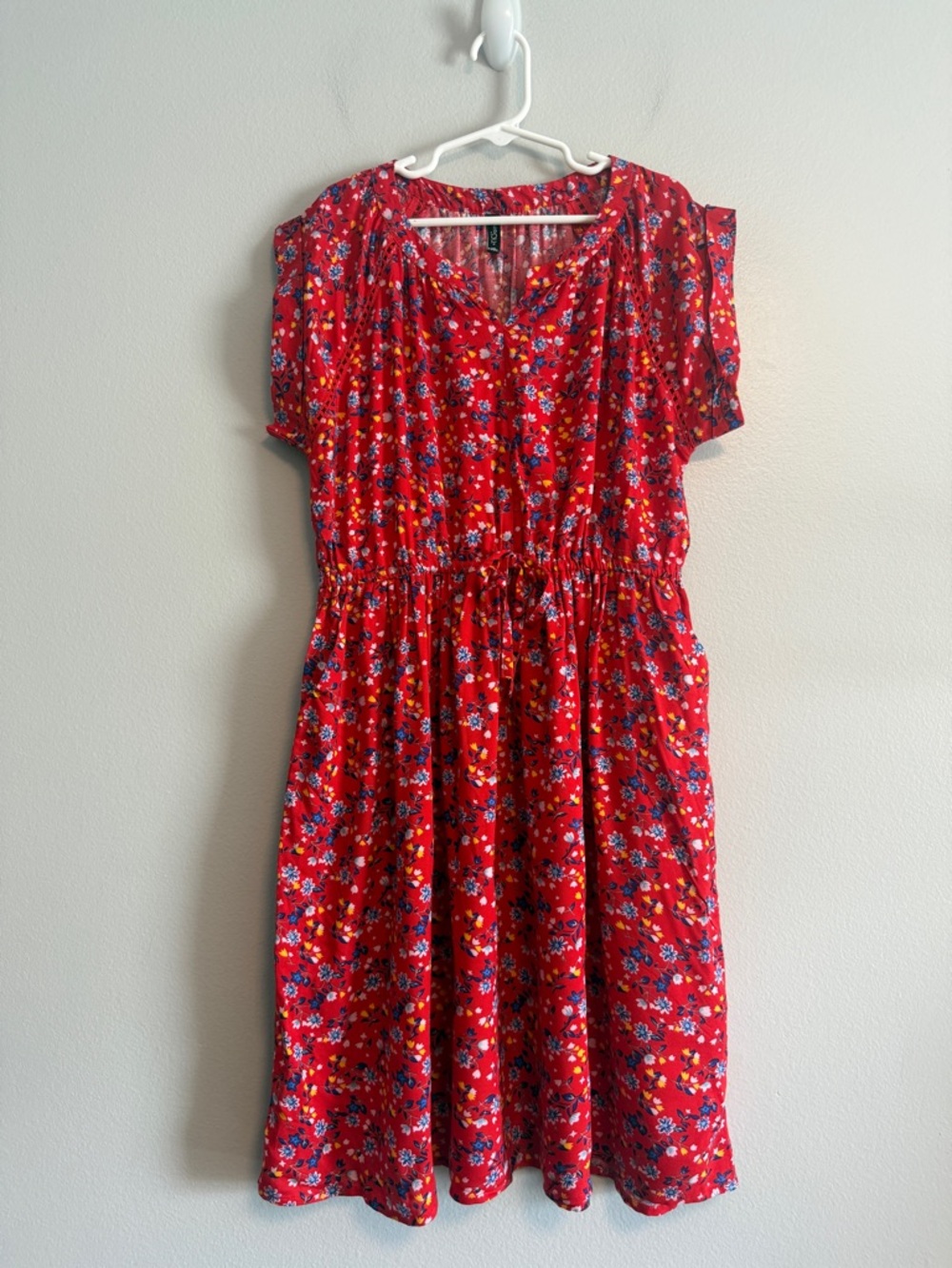 Rio Girl Kids Red Floral Short Sleeve Summer Dress Size 9 - 10